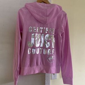 Pink Velvet Silver Logo Juicy Couture Full Zip Hoodie Never Used